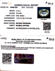 5.79/CT Natural Ceylonese Pukhraj with Govt Lab Certificate-YELSA9V
